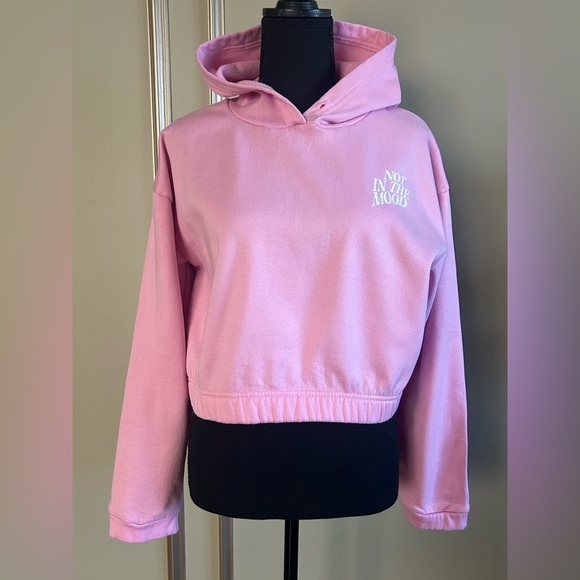 #fashtag Casual Pink Cropped Hoodie Not In The Mood Graphic Girls Size XXL - Picture 2 of 6